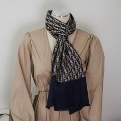 Christian Dior Oblique Navy Silk Scarf