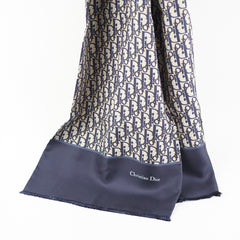 Christian Dior Oblique Navy Silk Scarf