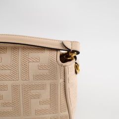 Fendi FF Baguette Medium Jacquard Canvas Beige