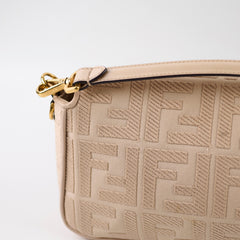Fendi FF Baguette Medium Jacquard Canvas Beige