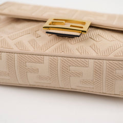 Fendi FF Baguette Medium Jacquard Canvas Beige