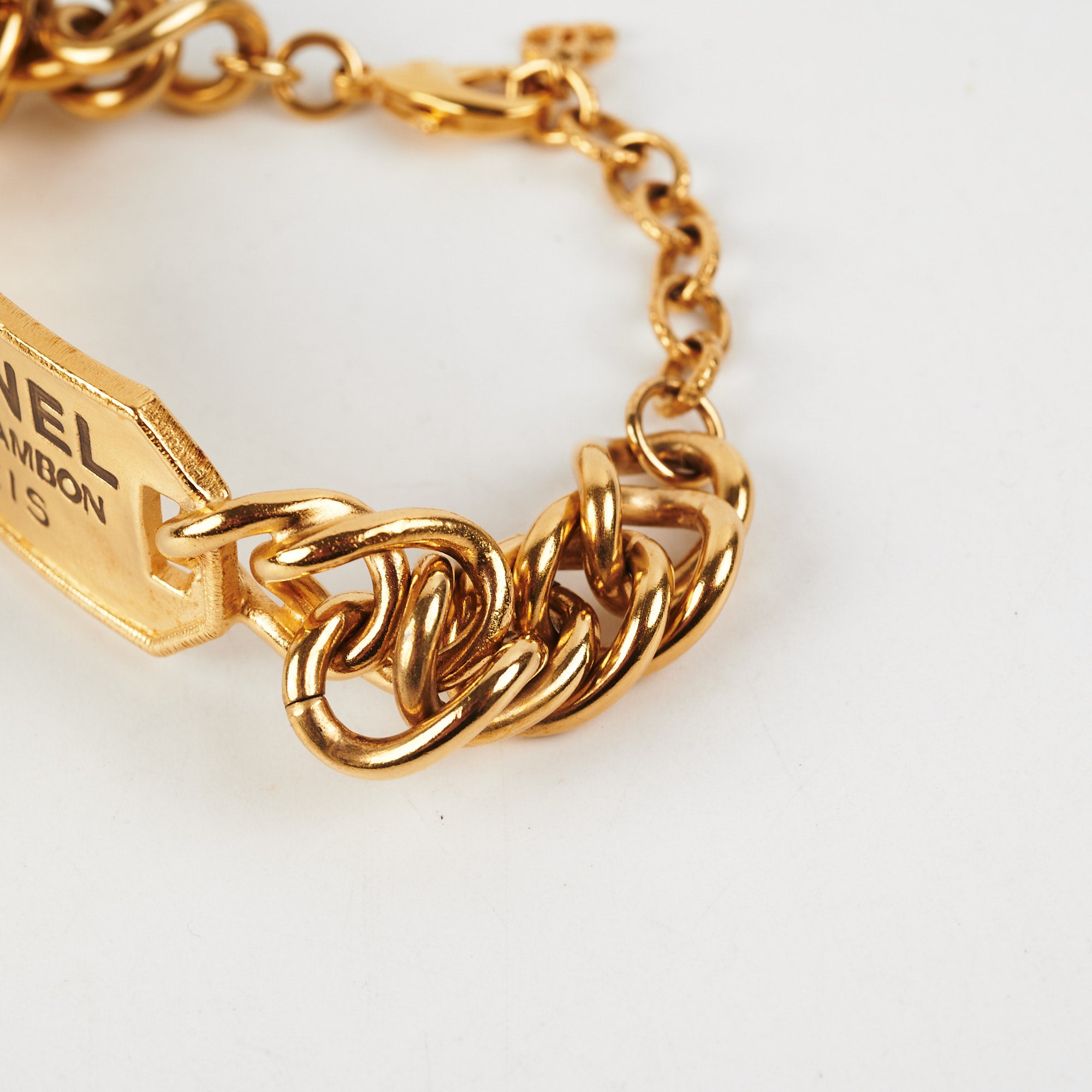 Chanel Vintage Gold Plated CC Heart Star Black Coin Bracelet - CharityStars