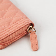 Chanel Boy Zip Compact Wallet Pink