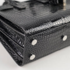 Saint Laurent Sac De Jour Nano Black Shiny Croc