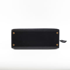 Hermes Vintage Kelly 28 Box Leather Noir Black - N Circle Stamp 1984
