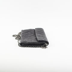Chanel Black Glittered Calfskin Chain Crossbody Shoulder Bag Wallet Black