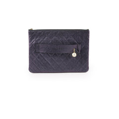 Chanel Caviar O Case with clutch pearl detail Metallic Iridescent Black