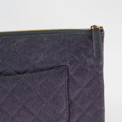Chanel Caviar O Case with clutch pearl detail Metallic Iridescent Black