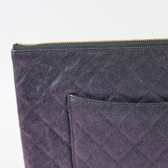 Chanel Caviar O Case with clutch pearl detail Metallic Iridescent Black