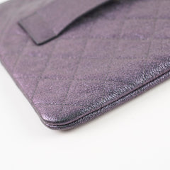 Chanel Caviar O Case with clutch pearl detail Metallic Iridescent Black