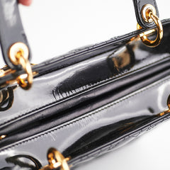 Christian Dior Medium Lady Dior Patent Black Bag