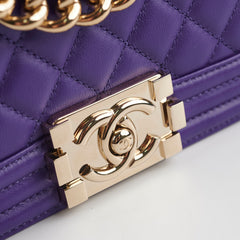 Chanel 19k Small Boy Quilted Purple Crossbody Bag
