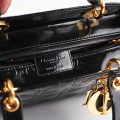 Christian Dior Medium Lady Dior Patent Black Bag