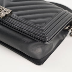 Chanel New Medium Boy Black Chevron Calfskin