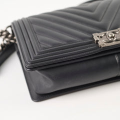 Chanel New Medium Boy Black Chevron Calfskin