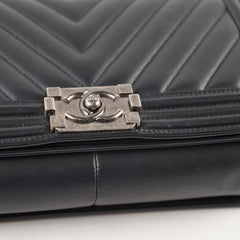 Chanel New Medium Boy Black Chevron Calfskin