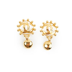 Chanel Gold Clip On Earrings Costume Jewellery