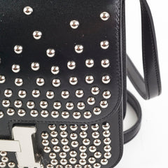 Hermes Mini Constance Studded Noir B Stamp