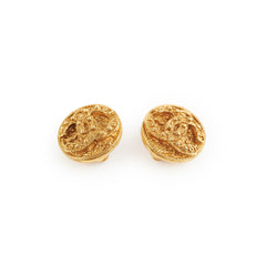 Chanel Vintage Clip On Gold Logo Earrings Costume Jewellery