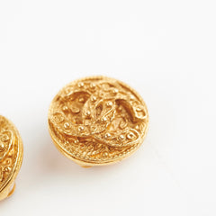 Chanel Vintage Clip On Gold Logo Earrings Costume Jewellery