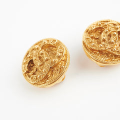 Chanel Vintage Clip On Gold Logo Earrings Costume Jewellery