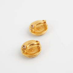 Chanel Vintage Clip On Gold Logo Earrings Costume Jewellery