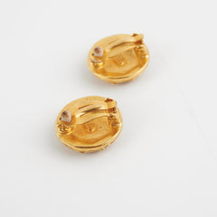 Chanel Vintage Clip On Gold Logo Earrings Costume Jewellery