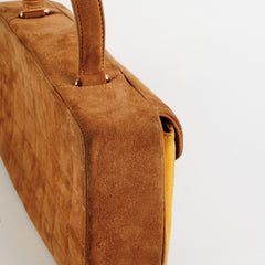 Chanel Vintage Quilted Suede Top Handle Bag Tan