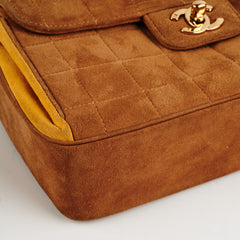 Chanel Vintage Quilted Suede Top Handle Bag Tan