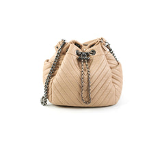 Chanel Chevron Beige Bucket Bag
