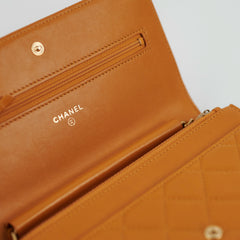 Chanel Boy Wallet On Chain WOC Lambskin Brown Crossbody Bag