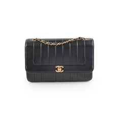 Chanel Vintage Lambskin Vertical Flap Bag Black