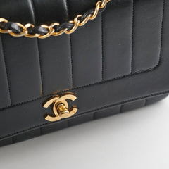 Chanel Vintage Lambskin Vertical Flap Bag Black
