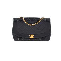 Chanel Vintage Medium Diana Lambskin Black Bag
