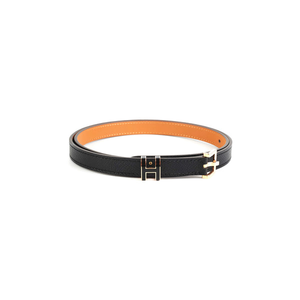 Hermes Pop H 15 Belt Black/Rose Gold Epsom 85 CM display picture 1