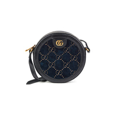 Gucci Monogram Round Velvet Black Crossbody Bag