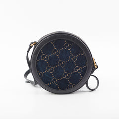Gucci Monogram Round Velvet Black Crossbody Bag
