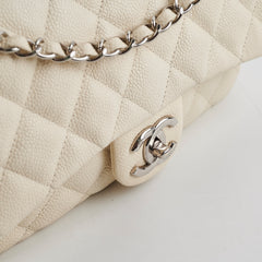 Chanel Easy  Flap Caviar Ivory Shoulder Bag