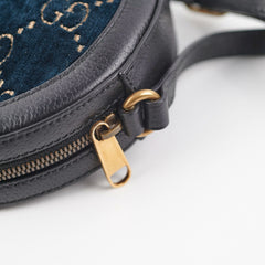 Gucci Monogram Round Velvet Black Crossbody Bag
