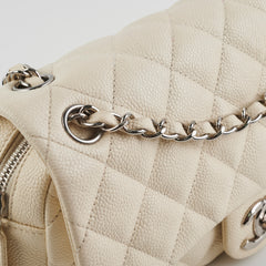Chanel Easy  Flap Caviar Ivory Shoulder Bag
