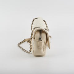 Chanel Easy  Flap Caviar Ivory Shoulder Bag