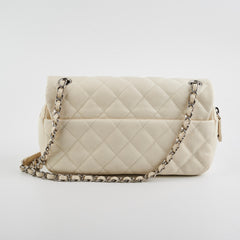 Chanel Easy  Flap Caviar Ivory Shoulder Bag
