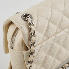 Chanel Easy  Flap Caviar Ivory Shoulder Bag