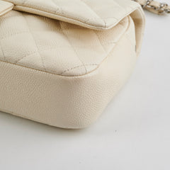 Chanel Easy  Flap Caviar Ivory Shoulder Bag