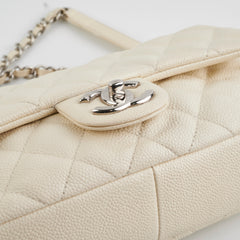 Chanel Easy  Flap Caviar Ivory Shoulder Bag