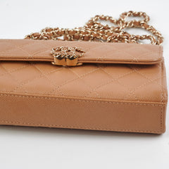 Chanel Kelly Top Handle Dark Beige Caviar  - Microchipped