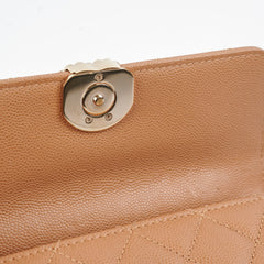 Chanel Kelly Top Handle Dark Beige Caviar  - Microchipped