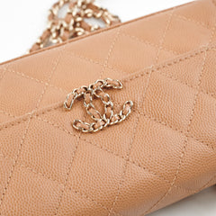 Chanel Kelly Top Handle Dark Beige Caviar  - Microchipped