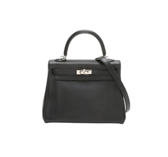 Hermes Kelly 25 Noir Everglain PHW - Stamp J Square