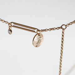 Hermes Ex- Libris Pendant Rose Gold One Diamond Necklace